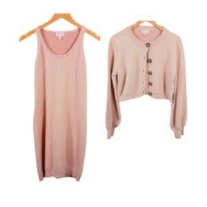 Pink Lily Blush Mini Dress and Cardigan Set